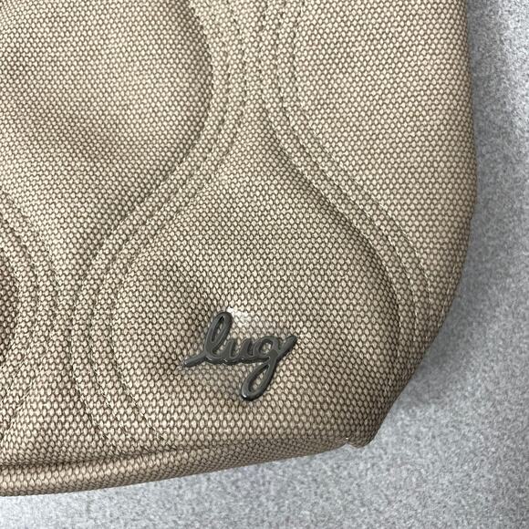 LUG Volley Matte Luxe Toiletry Bag Tan Quilted Zip Large 12x8.5" Cosmetic Makeup - Picture 4 of 10